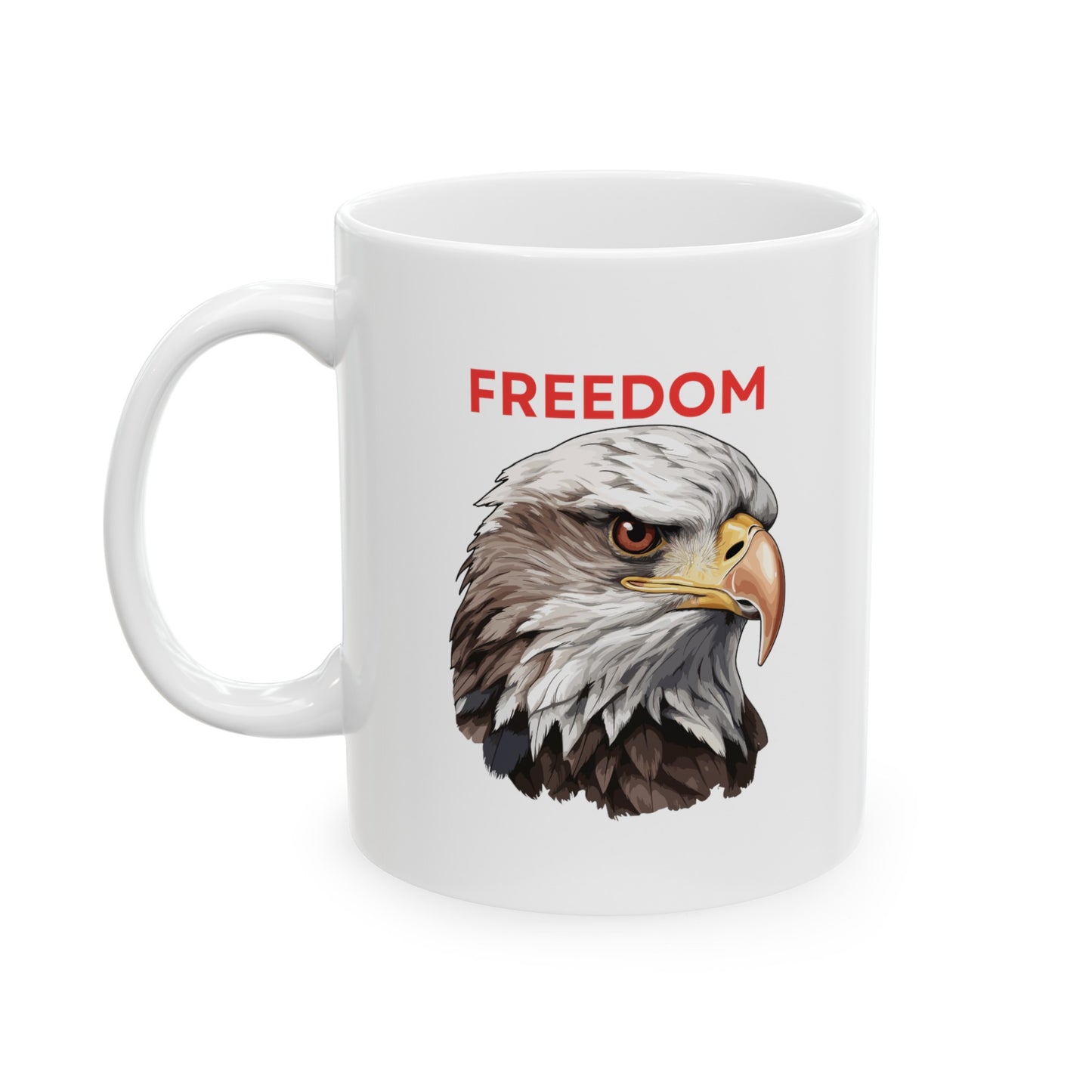 Freedom Eagle 11 oz White Ceramic Coffee Mug - Microwave & Dishwasher Safe