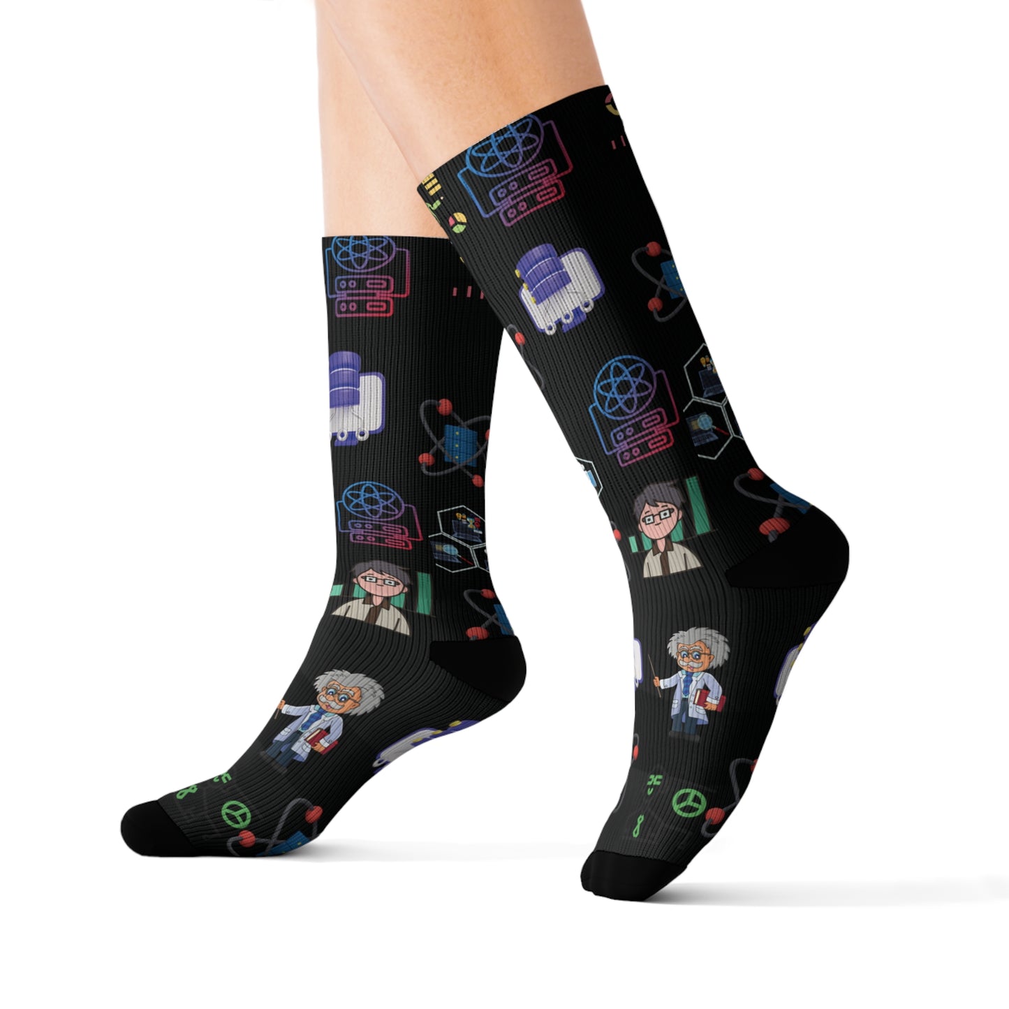 Data-Driven Comfort: Analyst’s Edition Cushioned Sublimation Socks