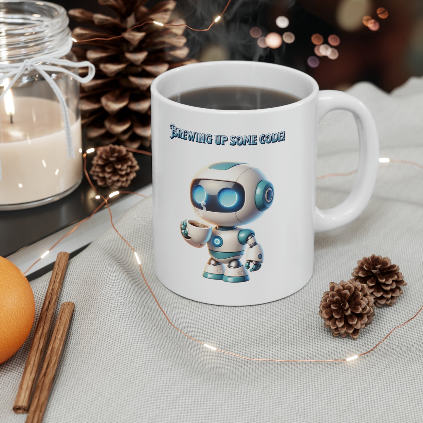 AI Inspired Code Brew Unique Tech Gift for Programmers & Data Scientists Funny Espresso Geek Ceramic Mug 11oz