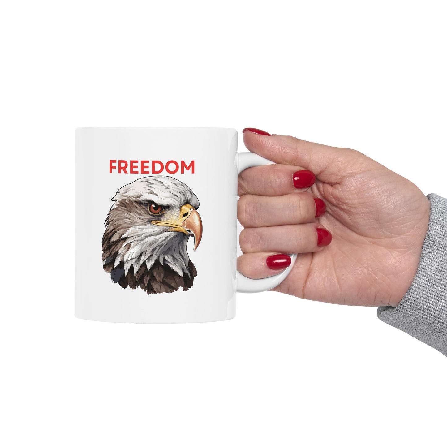 Freedom Eagle 11 oz White Ceramic Coffee Mug - Microwave & Dishwasher Safe