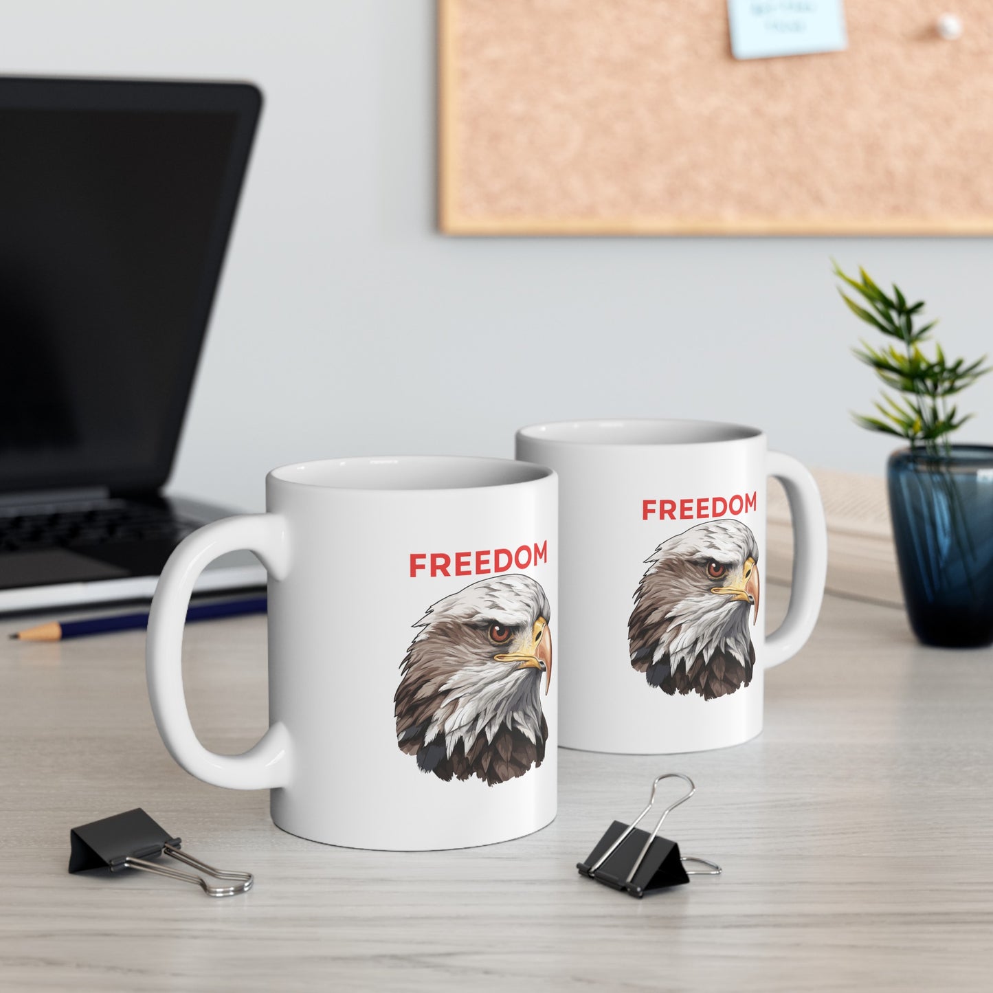 Freedom Eagle 11 oz White Ceramic Coffee Mug - Microwave & Dishwasher Safe