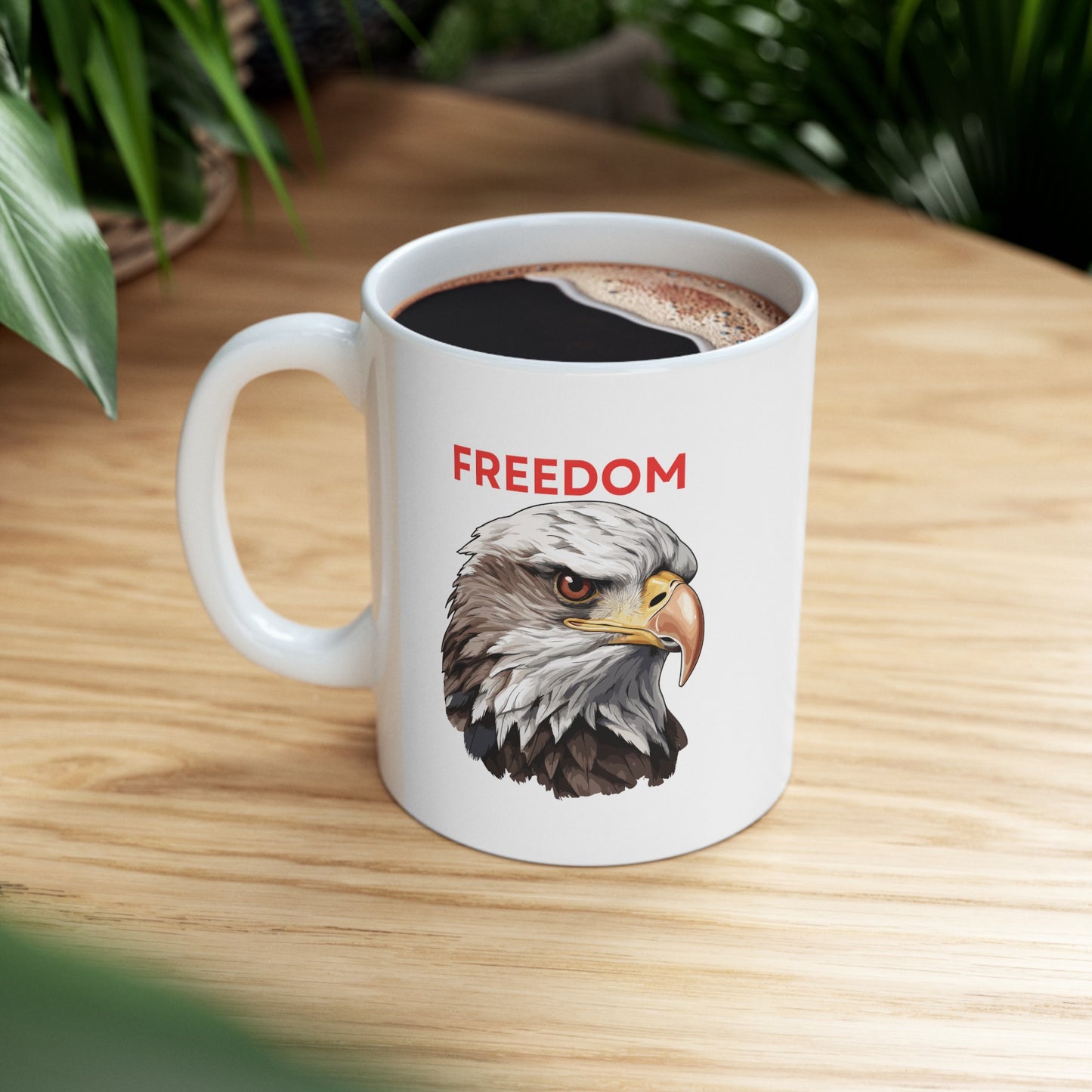 Freedom Eagle 11 oz White Ceramic Coffee Mug - Microwave & Dishwasher Safe