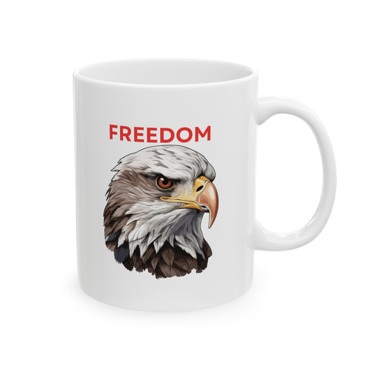 Freedom Eagle 11 oz White Ceramic Coffee Mug - Microwave & Dishwasher Safe