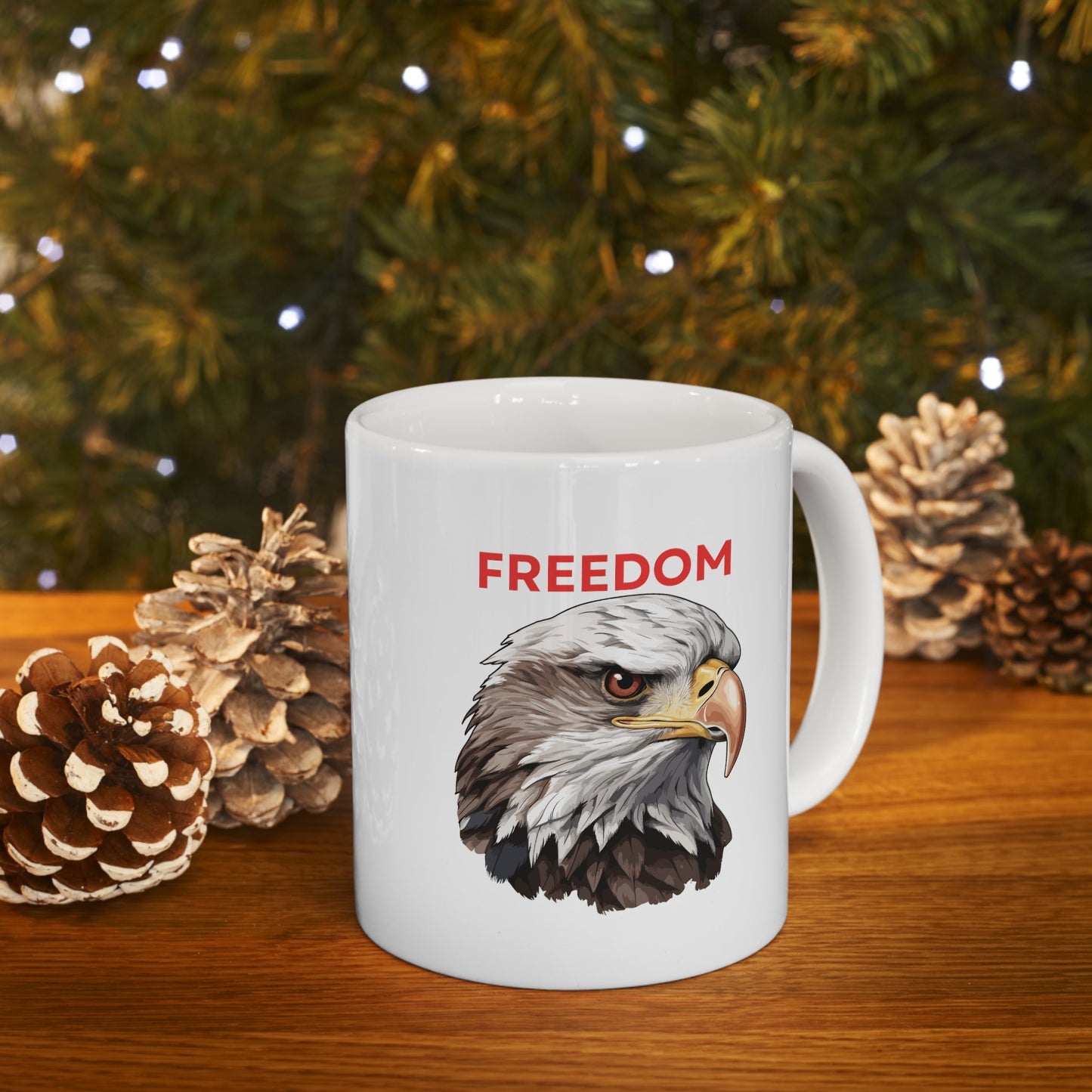 Freedom Eagle 11 oz White Ceramic Coffee Mug - Microwave & Dishwasher Safe