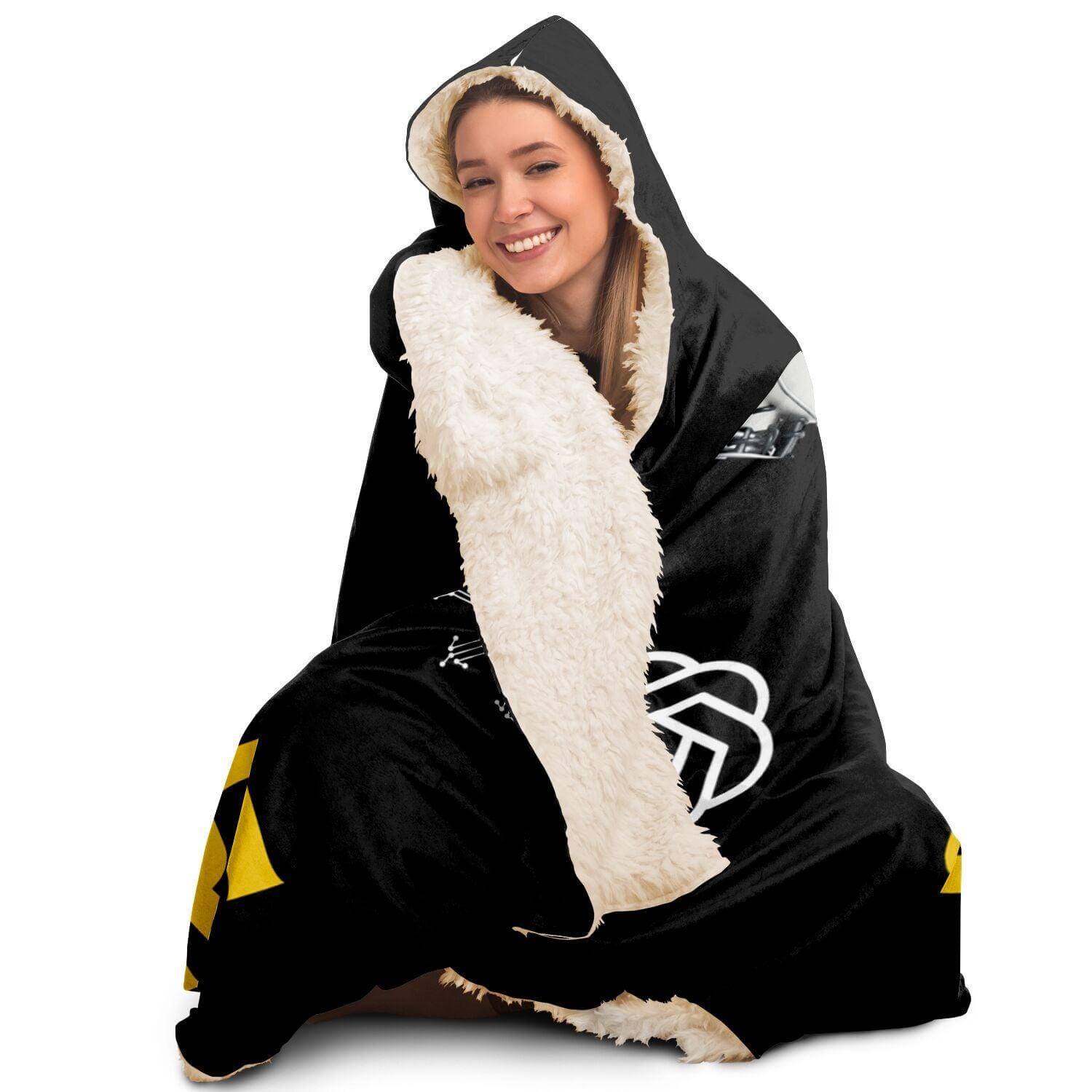 AI Enthusiast's Hooded Blanket - Micro-Mink with Sherpa Lining - AnalyticsMerch.Com