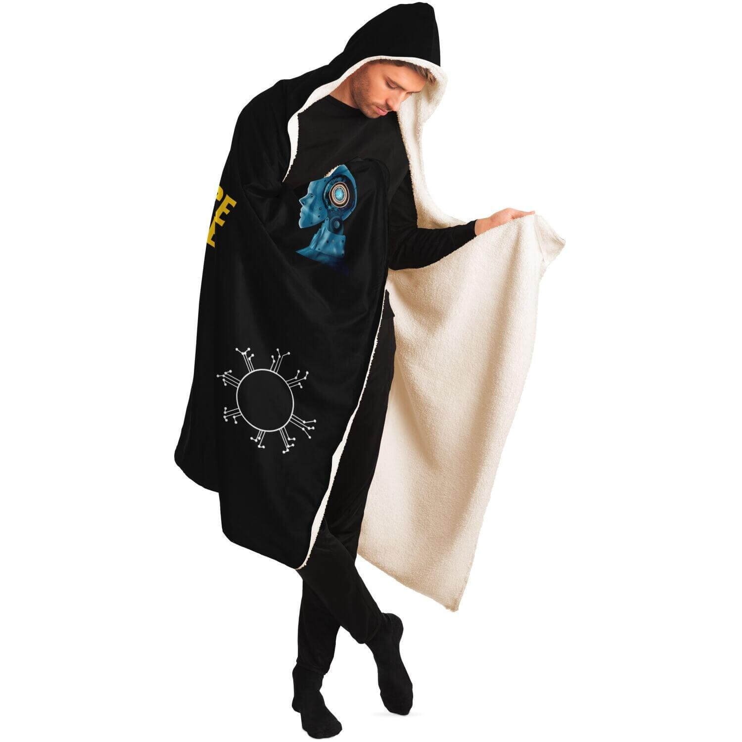 AI Enthusiast's Hooded Blanket - Micro-Mink with Sherpa Lining - AnalyticsMerch.Com