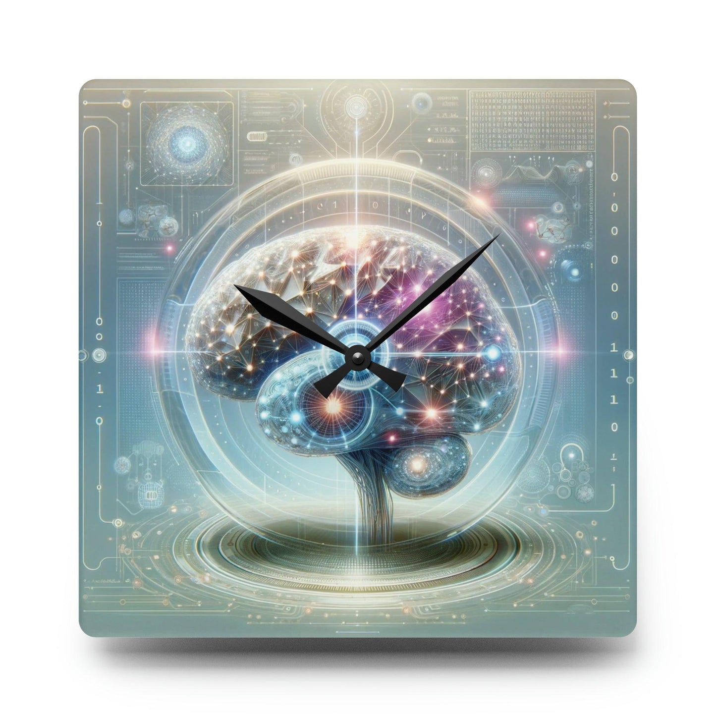 AI-Inspired Acrylic Wall Clock - AnalyticsMerch.Com