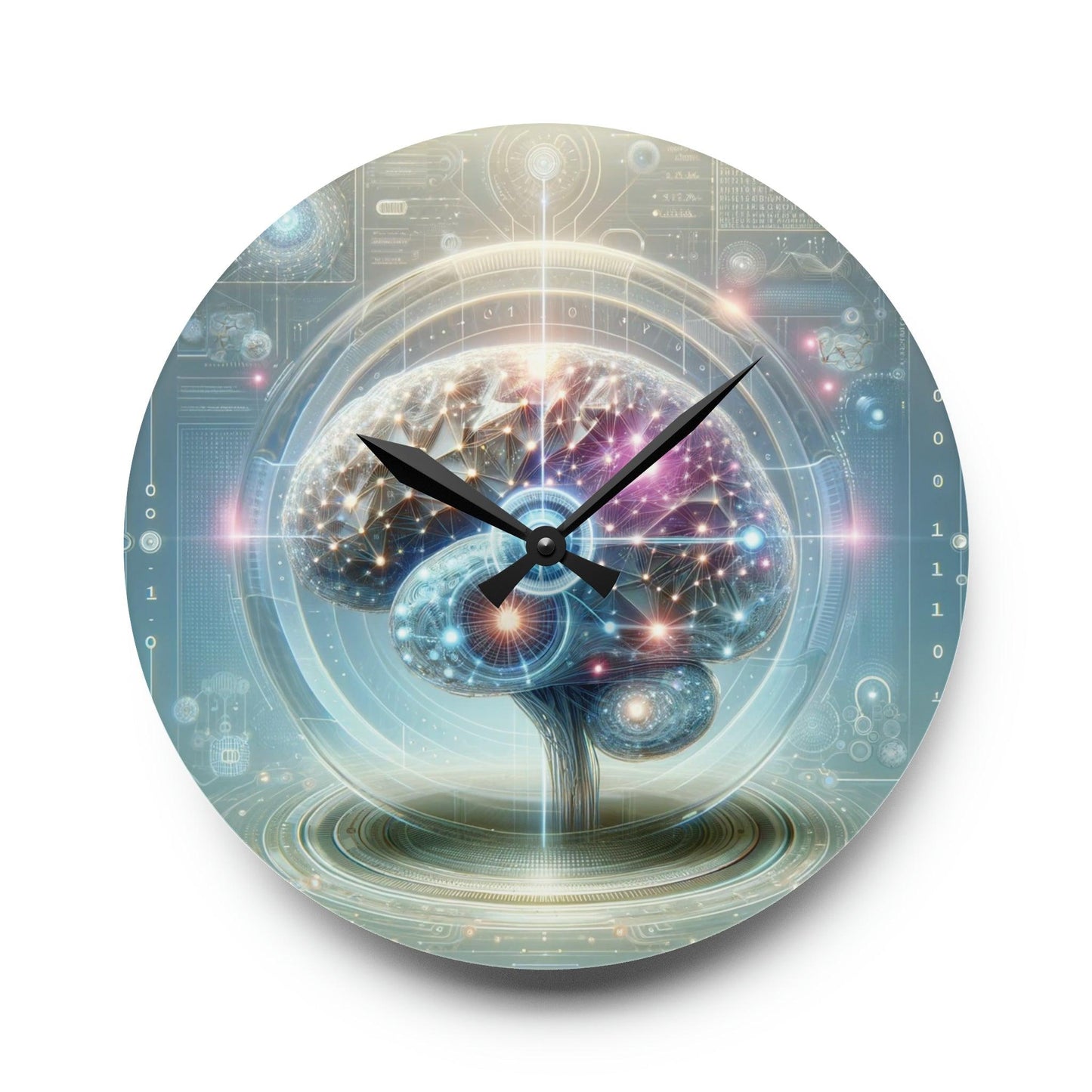 AI-Inspired Acrylic Wall Clock - AnalyticsMerch.Com