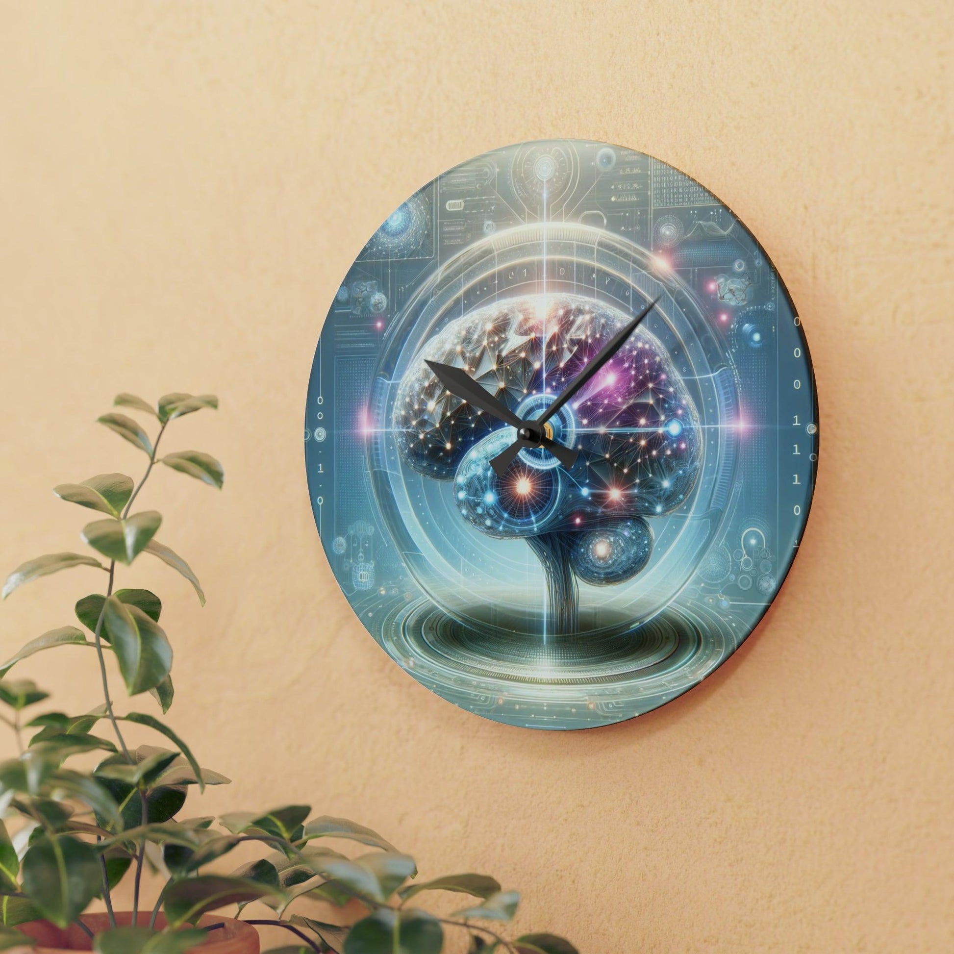 AI-Inspired Acrylic Wall Clock - AnalyticsMerch.Com