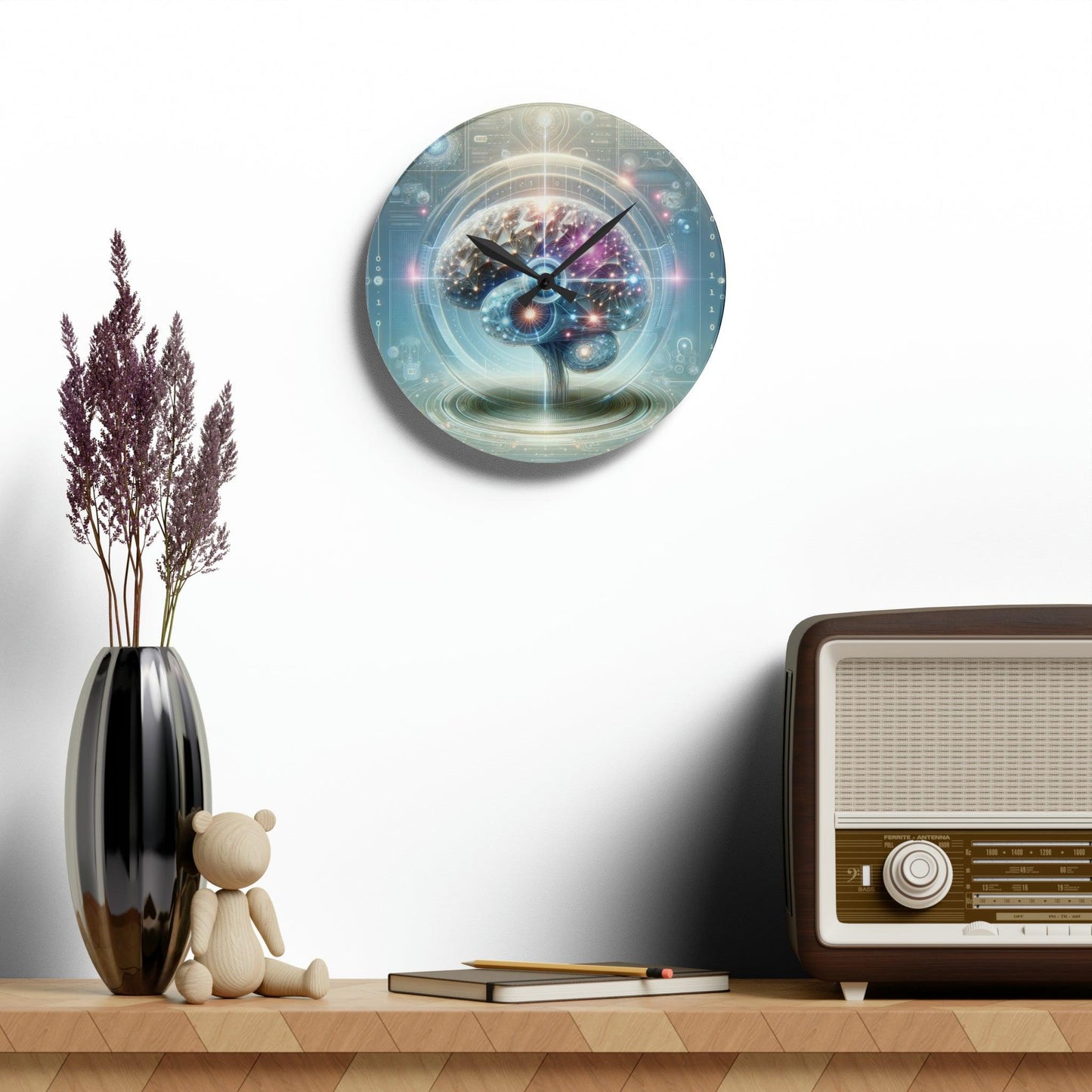 AI-Inspired Acrylic Wall Clock - AnalyticsMerch.Com