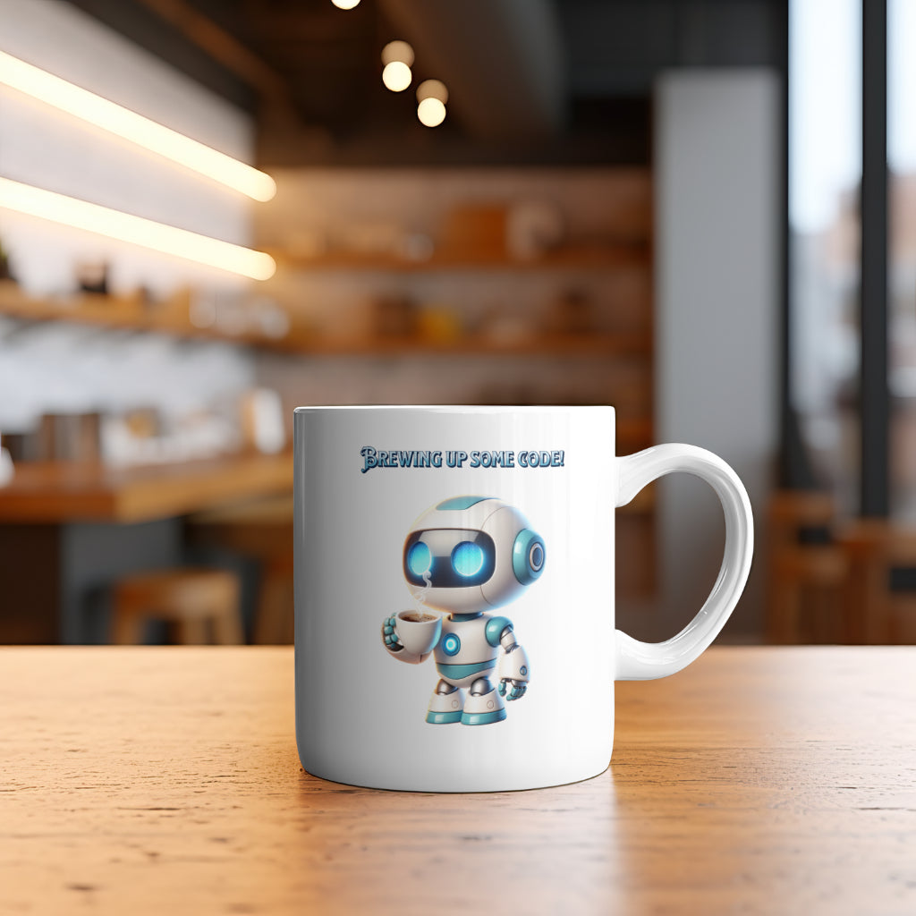 AI Inspired Code Brew Unique Tech Gift for Programmers & Data Scientists Funny Espresso Geek Ceramic Mug 11oz