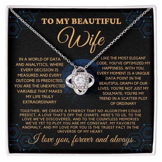 To My Beautiful Wife - 18k Gold Love Knot Necklace for Our Anniversary