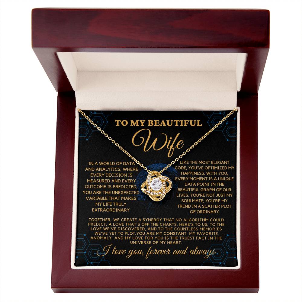 To My Beautiful Wife - 18k Gold Love Knot Necklace for Our Anniversary