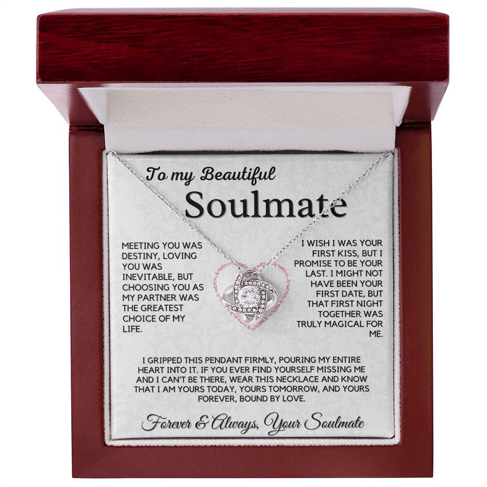 To My Beautiful Wife Necklace - 18k Gold Love Knot Soulmate Gift