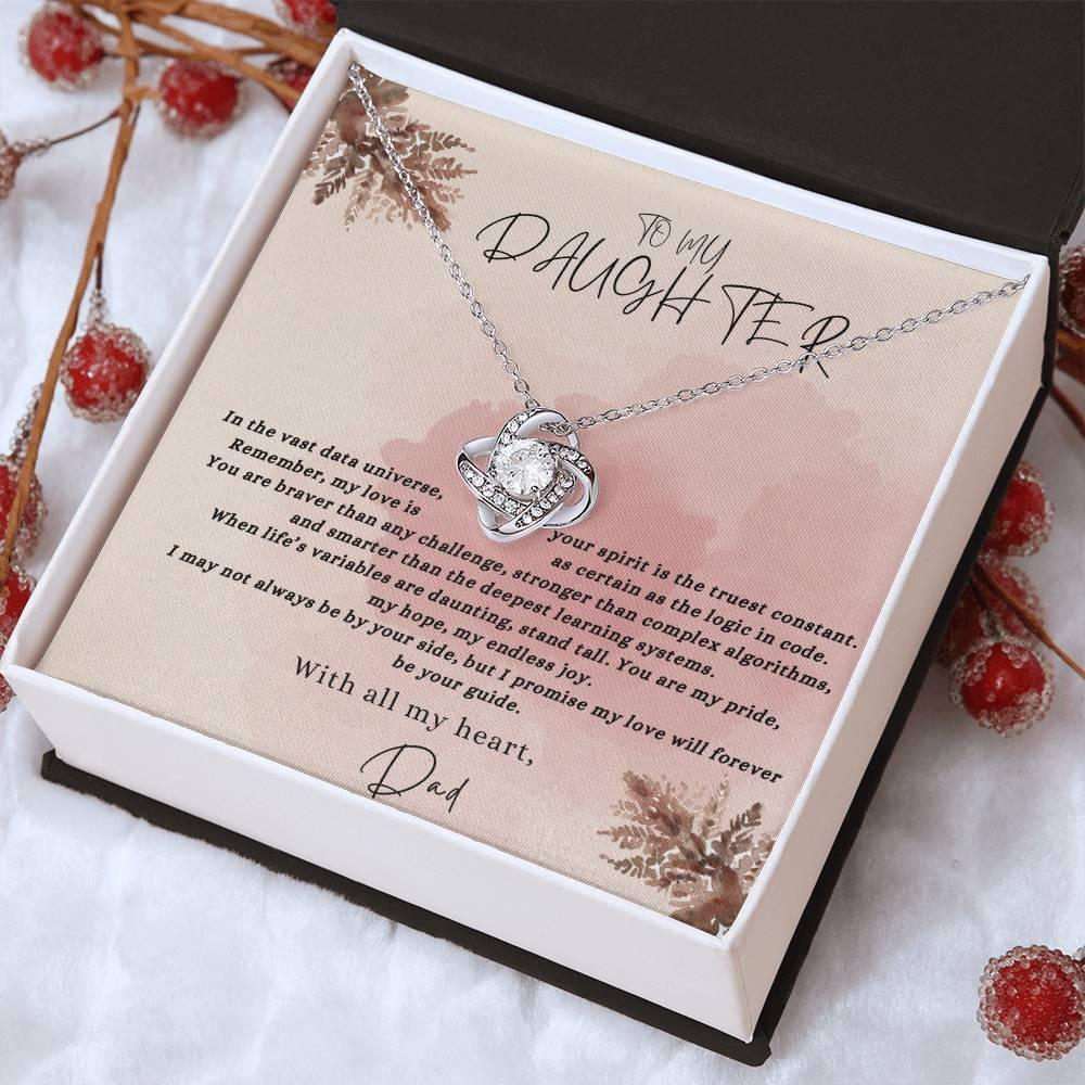 Data-Driven Love: A Father's Heartfelt Message Necklace for His Daughter - AnalyticsMerch.Com