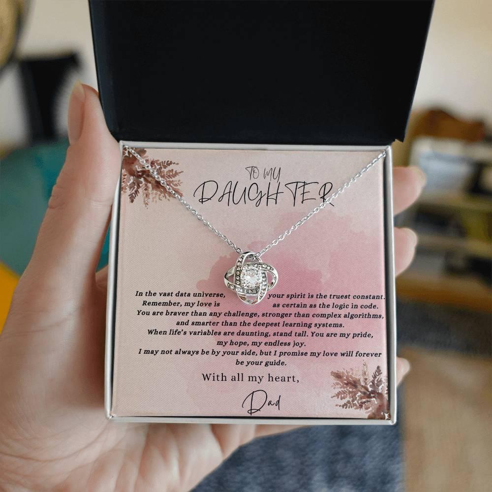 Data-Driven Love: A Father's Heartfelt Message Necklace for His Daughter - AnalyticsMerch.Com