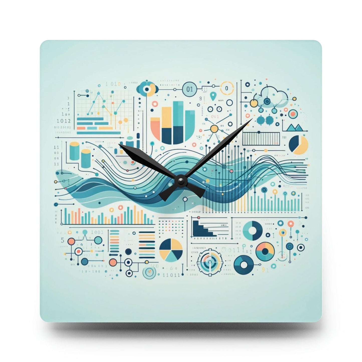 Data-Inspired Acrylic Wall Clock for Data Scientists and Enthusiasts - AnalyticsMerch.Com