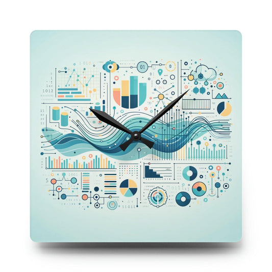 Data-Inspired Acrylic Wall Clock for Data Scientists and Enthusiasts - AnalyticsMerch.Com