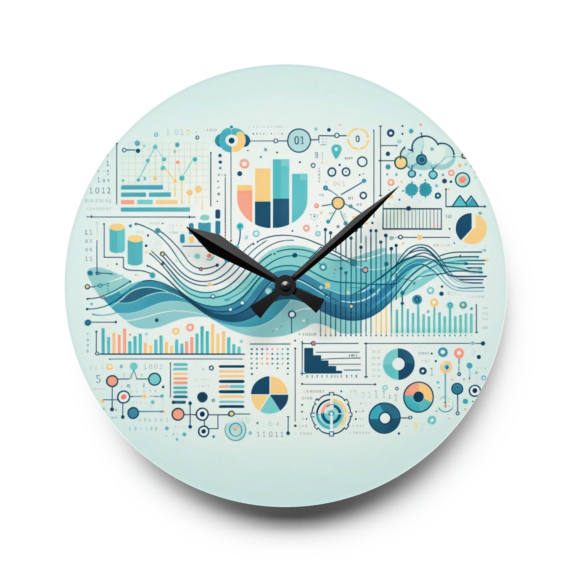 Data-Inspired Acrylic Wall Clock for Data Scientists and Enthusiasts - AnalyticsMerch.Com