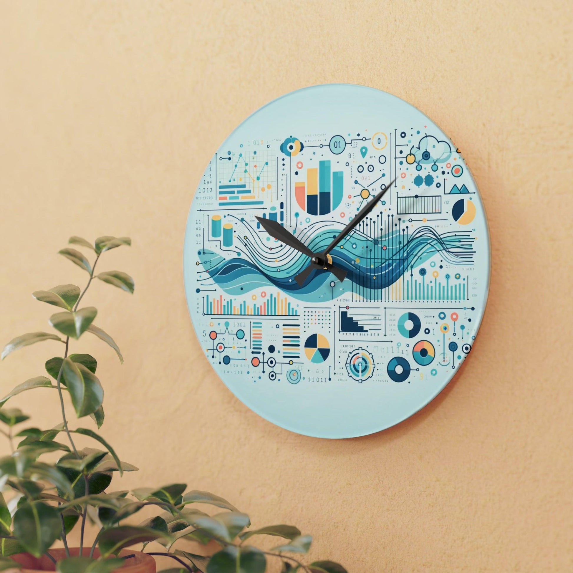 Data-Inspired Acrylic Wall Clock for Data Scientists and Enthusiasts - AnalyticsMerch.Com