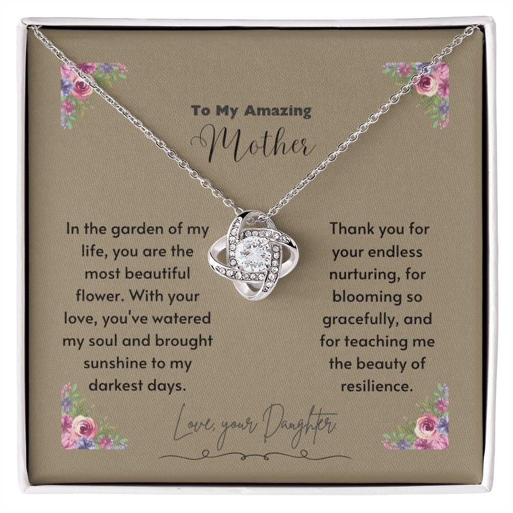 Eternal Love Knot Necklace - 14k White/18k Yellow Gold with Cubic Zirconia - Perfect Mother's Day Surprise - AnalyticsMerch.Com