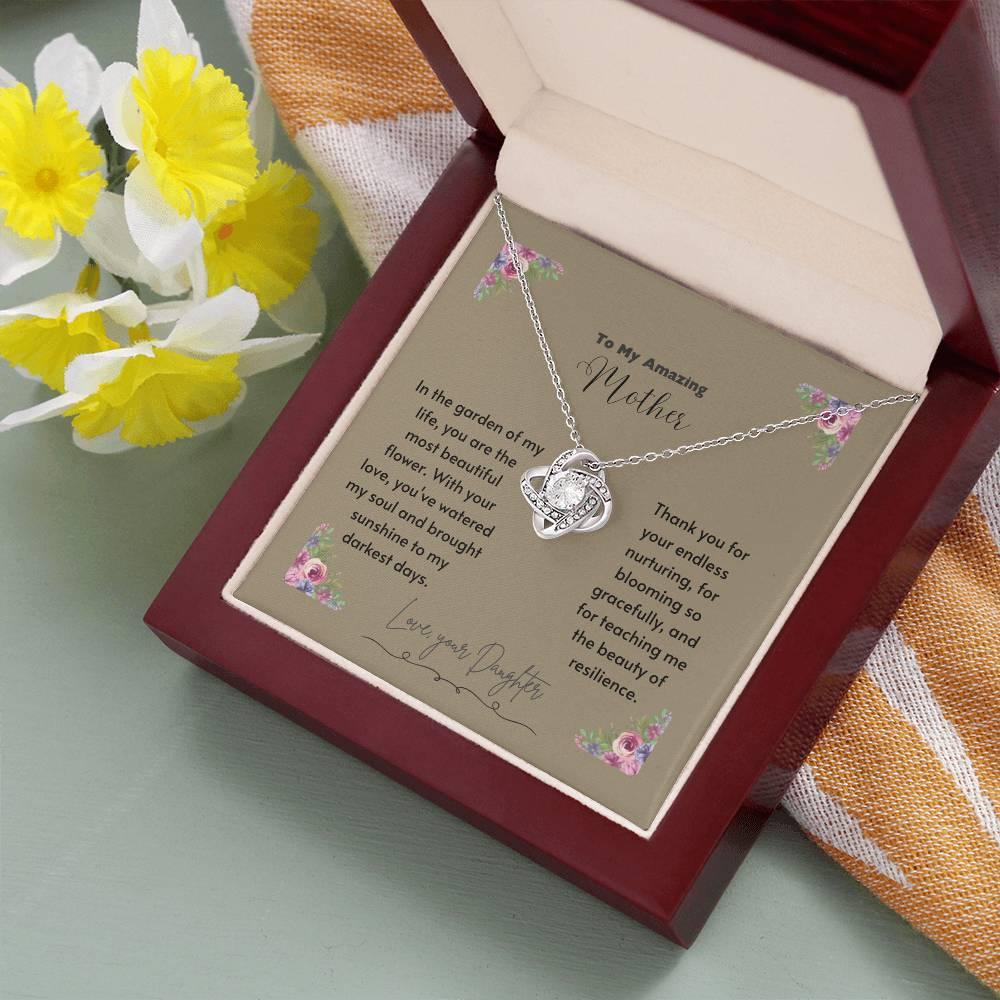 Eternal Love Knot Necklace - 14k White/18k Yellow Gold with Cubic Zirconia - Perfect Mother's Day Surprise - AnalyticsMerch.Com