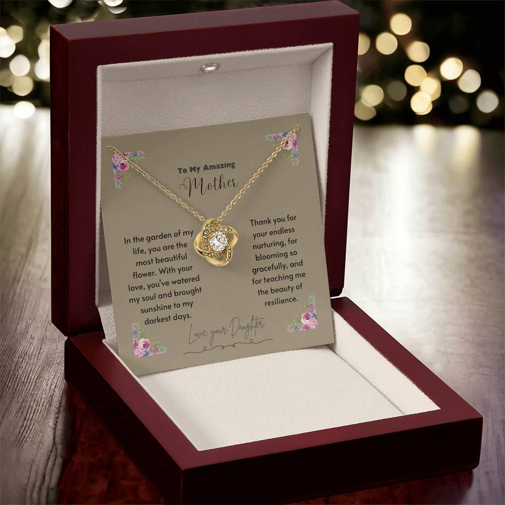 Eternal Love Knot Necklace - 14k White/18k Yellow Gold with Cubic Zirconia - Perfect Mother's Day Surprise - AnalyticsMerch.Com