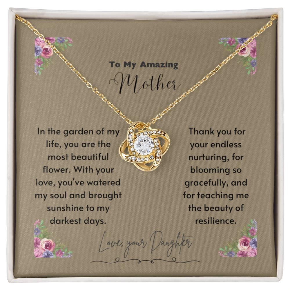 Eternal Love Knot Necklace - 14k White/18k Yellow Gold with Cubic Zirconia - Perfect Mother's Day Surprise - AnalyticsMerch.Com