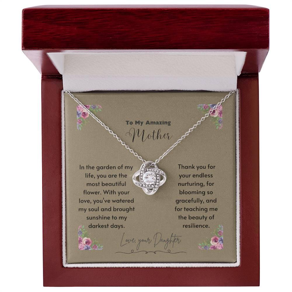 Eternal Love Knot Necklace - 14k White/18k Yellow Gold with Cubic Zirconia - Perfect Mother's Day Surprise - AnalyticsMerch.Com