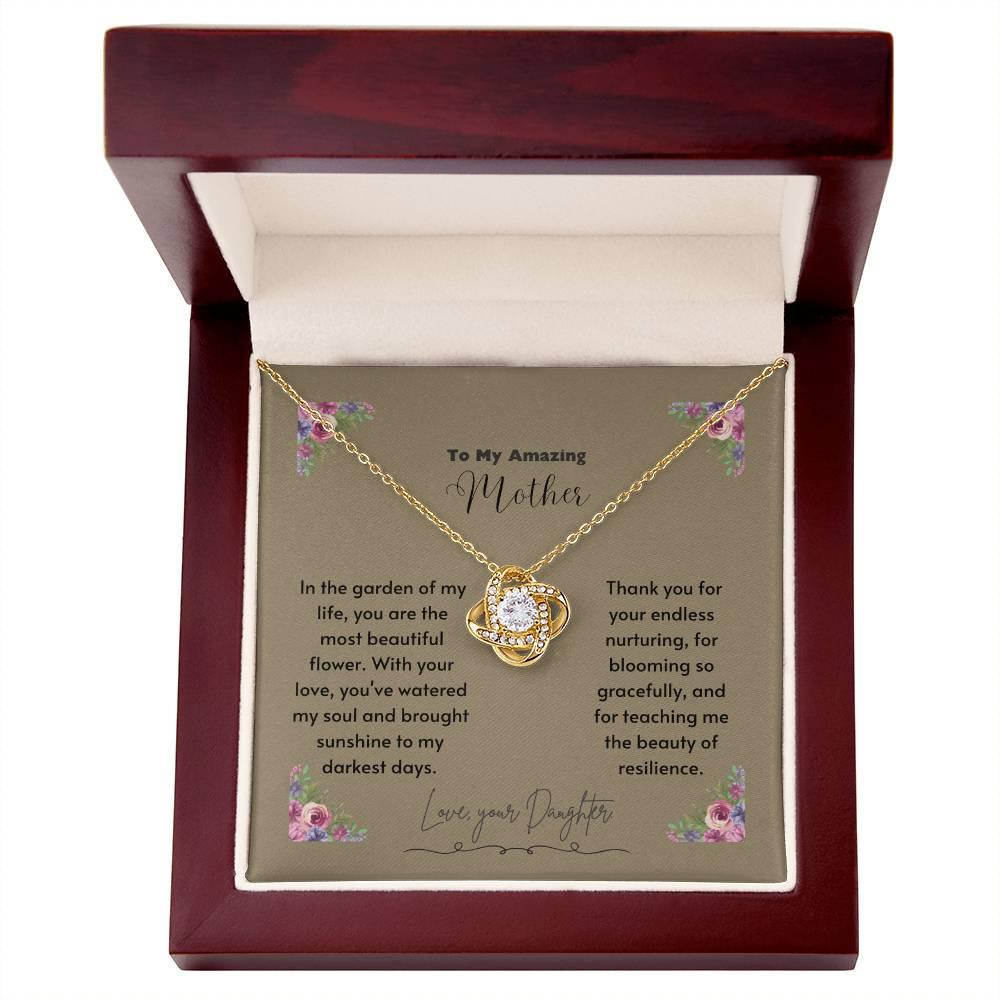 Eternal Love Knot Necklace - 14k White/18k Yellow Gold with Cubic Zirconia - Perfect Mother's Day Surprise - AnalyticsMerch.Com