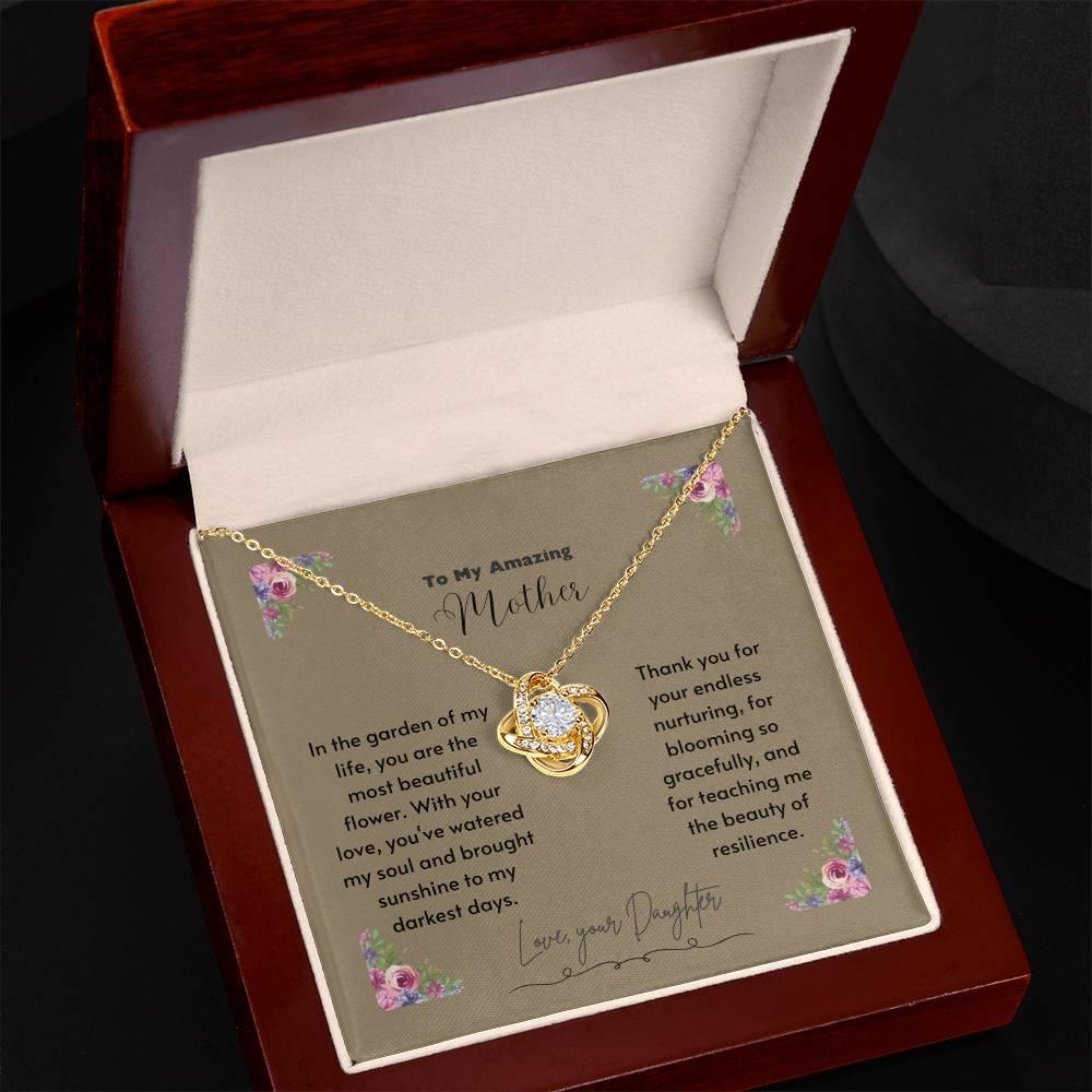 Eternal Love Knot Necklace - 14k White/18k Yellow Gold with Cubic Zirconia - Perfect Mother's Day Surprise - AnalyticsMerch.Com