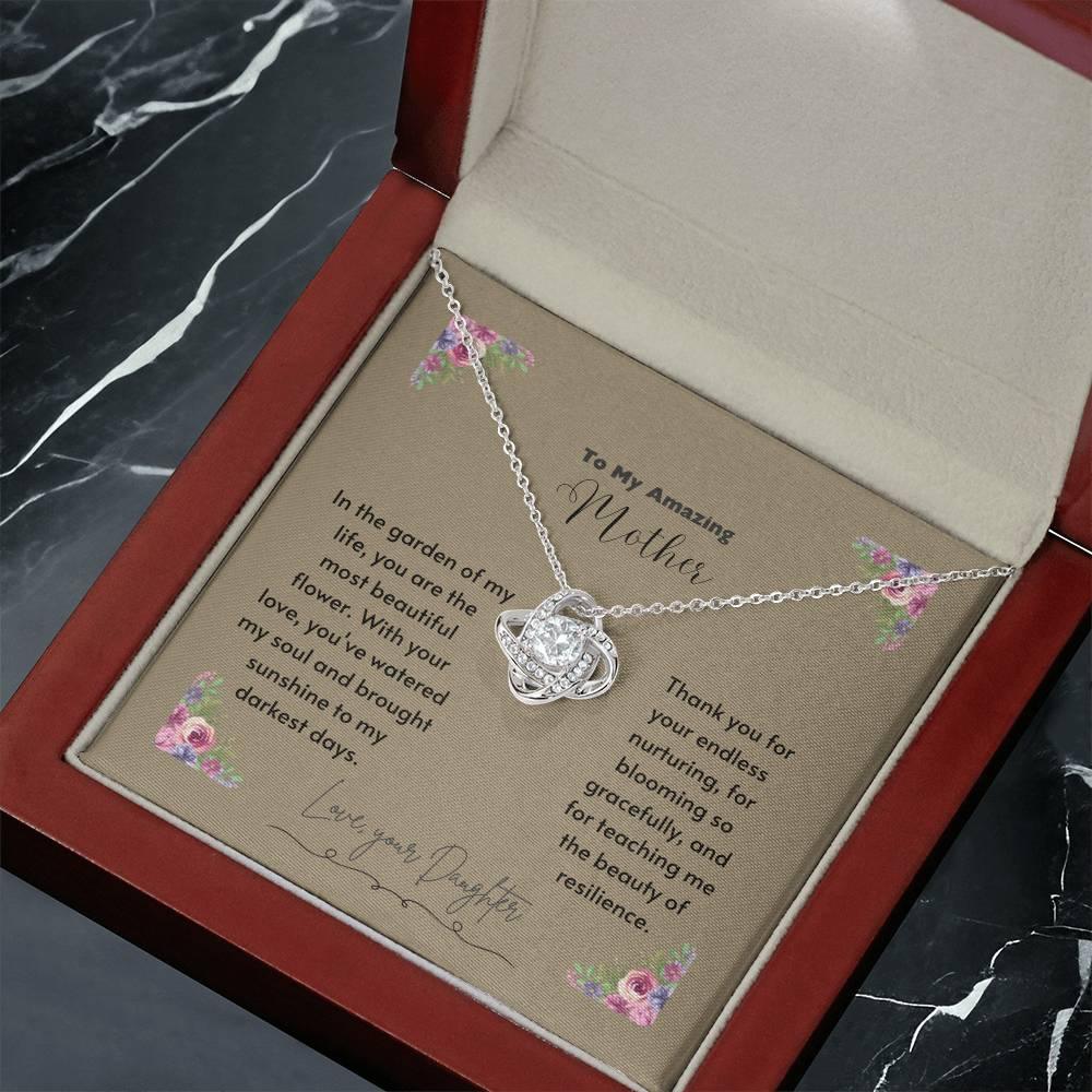 Eternal Love Knot Necklace - 14k White/18k Yellow Gold with Cubic Zirconia - Perfect Mother's Day Surprise - AnalyticsMerch.Com