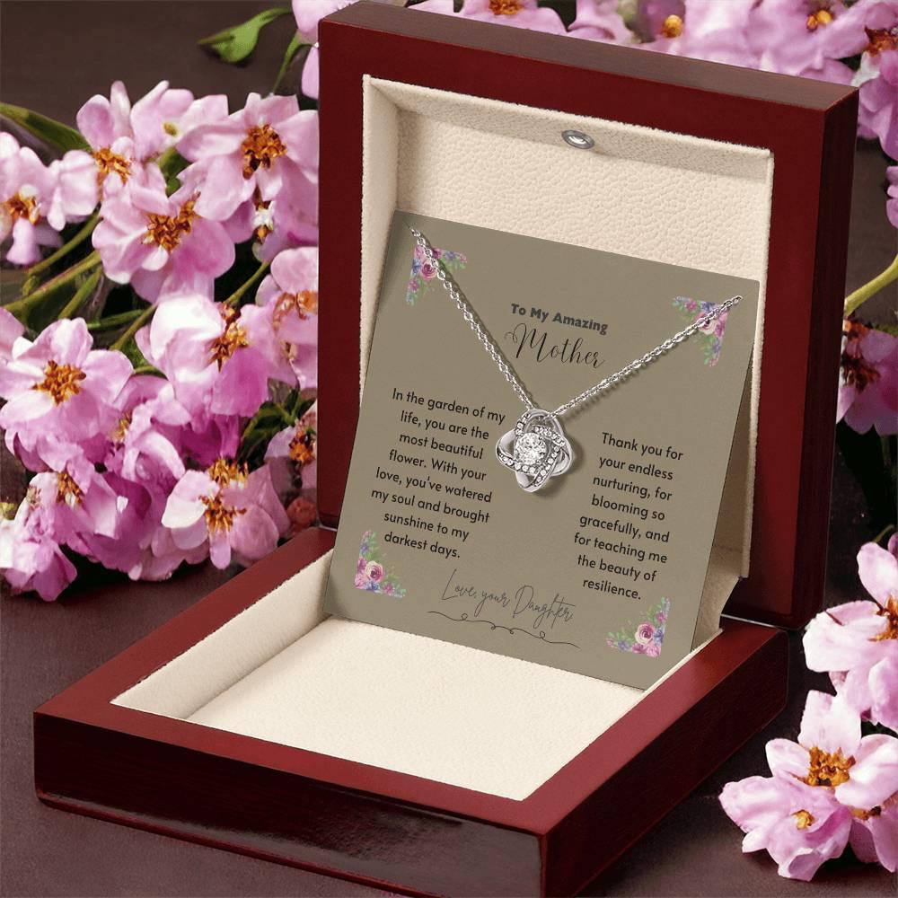 Eternal Love Knot Necklace - 14k White/18k Yellow Gold with Cubic Zirconia - Perfect Mother's Day Surprise - AnalyticsMerch.Com