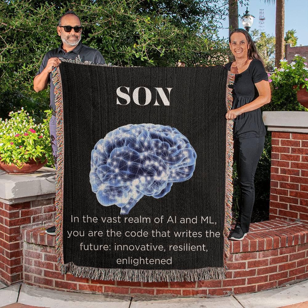 Neural Growth Heirloom Blanket - For Your Son Who Wins & Learns in AI - AnalyticsMerch.Com