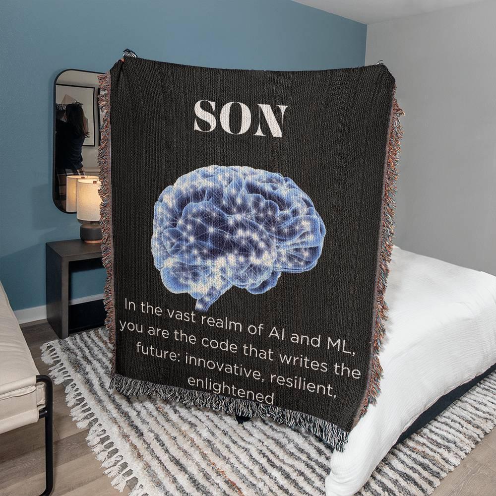 Neural Growth Heirloom Blanket - For Your Son Who Wins & Learns in AI - AnalyticsMerch.Com