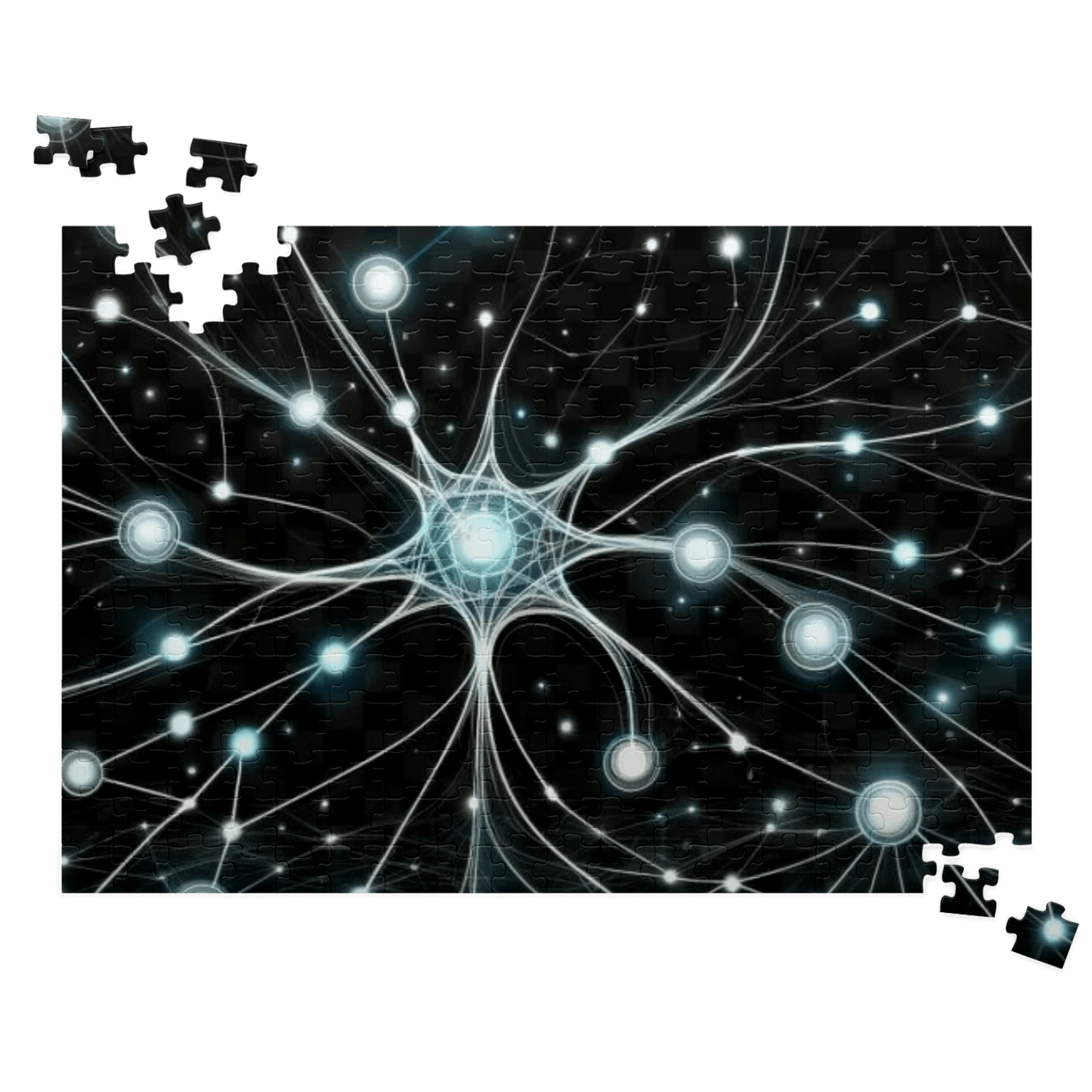 Neural Network Glow Jigsaw Puzzle - 120 & 252 Piece - AnalyticsMerch.Com