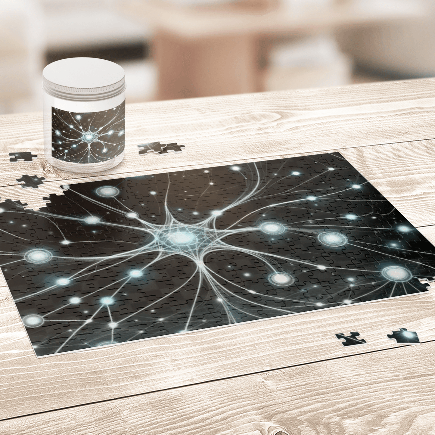 Neural Network Glow Jigsaw Puzzle - 120 & 252 Piece - AnalyticsMerch.Com