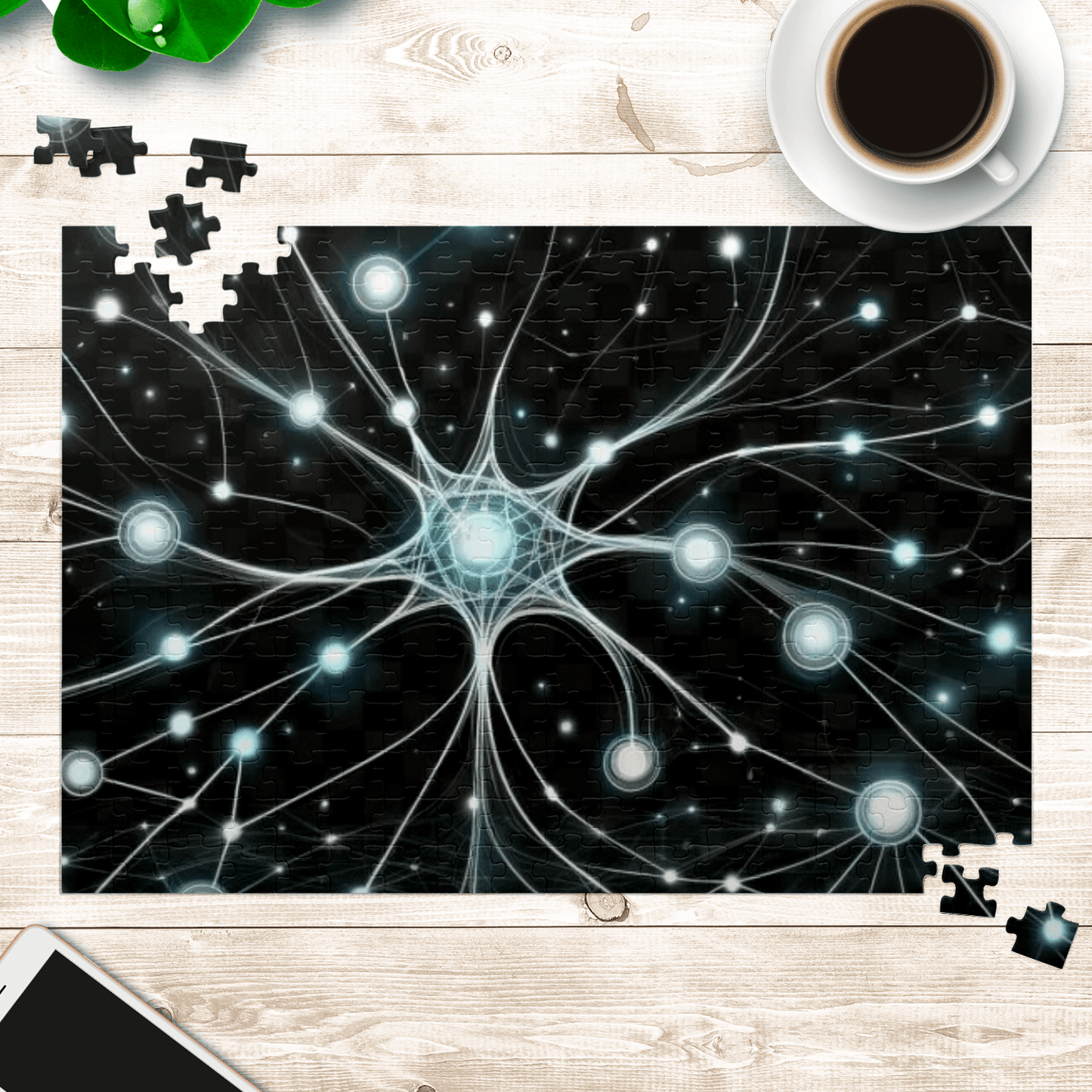 Neural Network Glow Jigsaw Puzzle - 120 & 252 Piece - AnalyticsMerch.Com