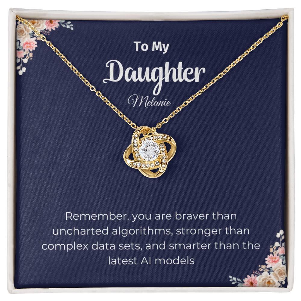 Personalized Gift For Daughter, Love Knot Necklace, 14k white gold over stainless steel or 18k yellow gold, Daughter Gift From Mom - AnalyticsMerch.Com