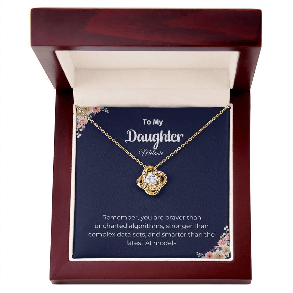 Personalized Gift For Daughter, Love Knot Necklace, 14k white gold over stainless steel or 18k yellow gold, Daughter Gift From Mom - AnalyticsMerch.Com