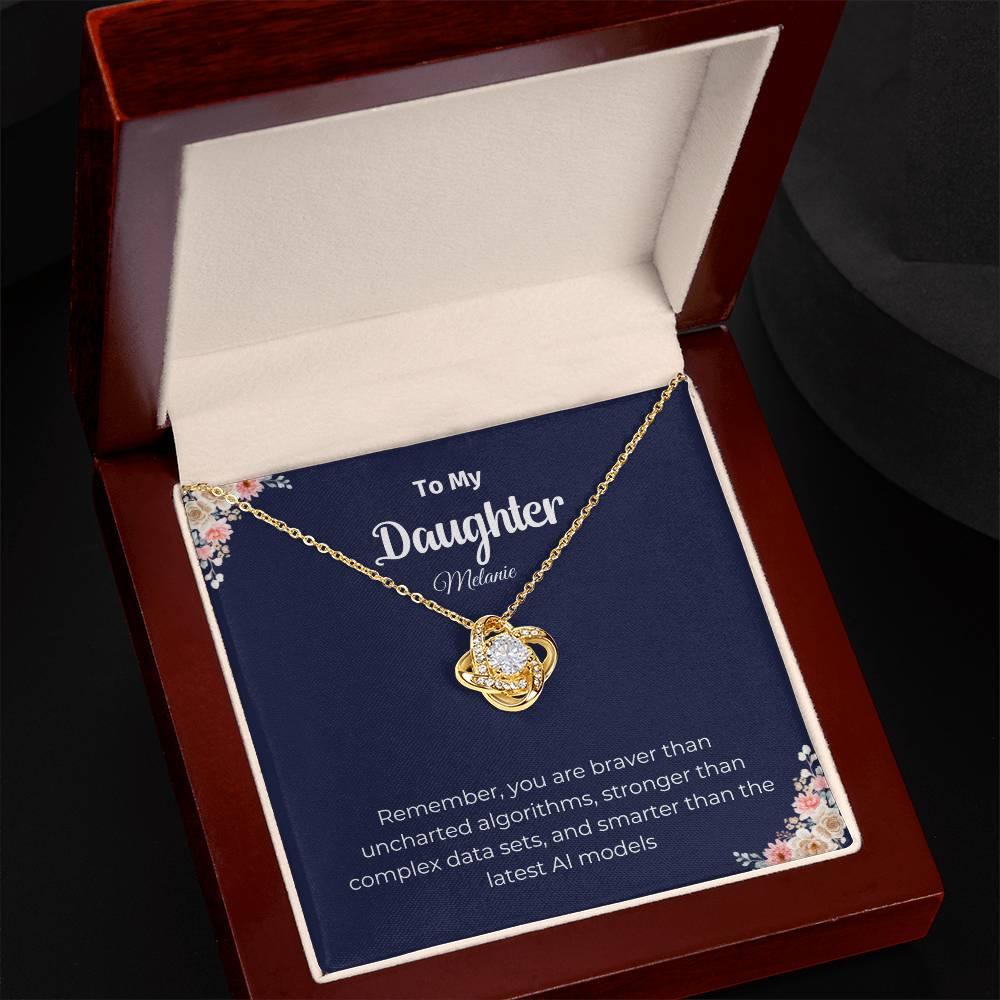 Personalized Gift For Daughter, Love Knot Necklace, 14k white gold over stainless steel or 18k yellow gold, Daughter Gift From Mom - AnalyticsMerch.Com