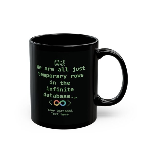 SQL Humor Coffee Mug – Temporary Rows in Infinite Database