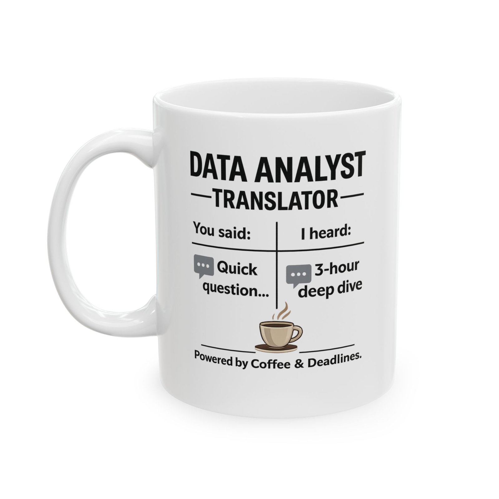Data Analyst Translator Funny Coffee Mug Coworker Humor Tech Office Gift Data Nerd