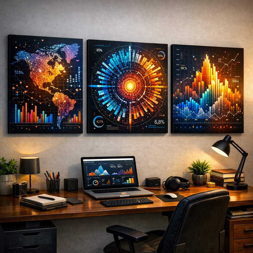 Illustration of Wall Art: Transform Your Home Office with Stunning Data Decor